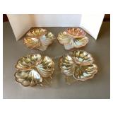 4 Carnival Glass Clover Candy Dishes