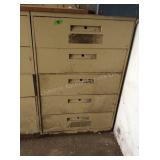 5 drawer metal cabinet and contents