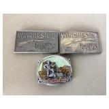 3 Remington Belt Buckles, like new
