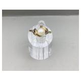 14k Yellow Gold & Pearl Ring, Size 8