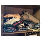 Shelf of Fabric, variety of sizes & patterns