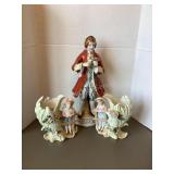 Colonial Style Figurine & Vases