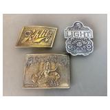 Schlitz & Anheuser Busch Belt Buckles, 3 total