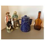 HOMCO Figurines, Coffee Pt & Violin Bottle
