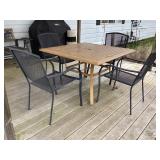 Patio Table & 4 Metal Stackable Chairs