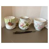 2 Mustache Mugs, Vintage Cup & Razor