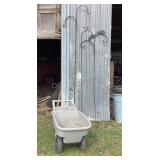 3 Shepard Hooks & Garden Cart