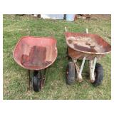 Two Metal Tub Wheelbarrows