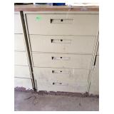 5 drawer metal cabinet and contents