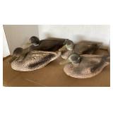 4 styrofoam duck decoys w/removable heads
