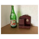 Vintage 7Up bottle & metal match dispenser