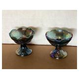 Carnival Glass Candle Holders, 4"x4.5"