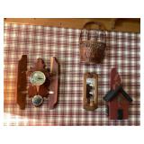 Clock, Basket, Sconce & Birdhouse
