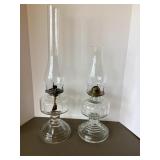 2 Oil Lamps, 17 1/2 & 23 1/2" tall