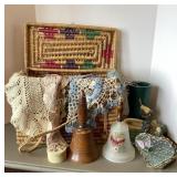 Basket, Doilies, Bells, Planters & More