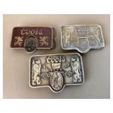 3 Coors Belt Buckles, like new