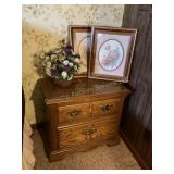 Nightstand, Basket & Pictures
