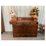 Sewing Cabinet, Lamp & Ceramic Pumpkin