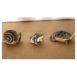 Miniature Snail, Frog & Turtle, ceramic