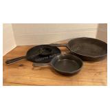4 Cast Iron Pans, some Lodge
