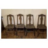 4 Oak chairs, each measure 16"w x 18"d x 36"t