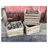 Three Wood Crates, 2 Quart ball Jars & More