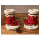 Vintage Napcoware Christmas Boot Candleholders