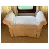 Cream Upholstered Bench, 37x18x24"