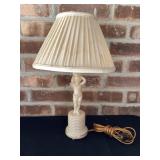 Art Deco Cupid Cream Glass Lamp, 16" tall, works