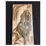Hand Painted Tile with Hound, 5 3/4x11 3/4"
