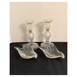 2 Pair of Elegant Glass Candle Holders