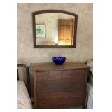4 Drawer Dresser, Blue Bowl & Wall Mirror