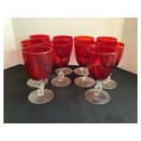 Ten 6" Twisted Stem Cranberry Wine Glasses