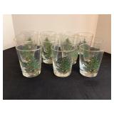 11 Christmas Tree Glasses, 4 1/2" tall