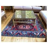 Heavy Glass Top Wicker Coffee Table & Rug
