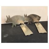 Steel Pig Cut Out Bookends