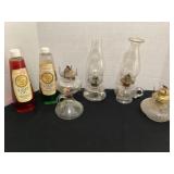 Assorted oil lamps and lamp oil