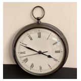 Pottery Barn Wall Clock, heavy, works, 9" diameter