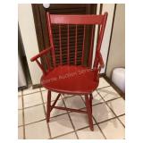 Vintage Red Wood Accent Chair, 20x16x34 1/2"