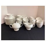 17 Wedgwood Cups & Saucers, Creamer & Sugar