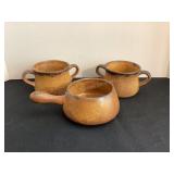 McCoy Double Handle Mugs & Soup Bowl