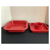 3 Red Fiesta Serving Dishes