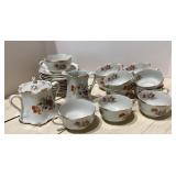 Warwick Teacups, Creamer & Sugar