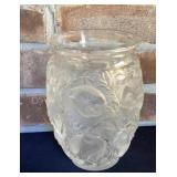 Signed Lalique Heavy 6 3/4" Frosted Bird Vase