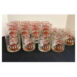 Holiday Glasses with Red & Gold Ornaments