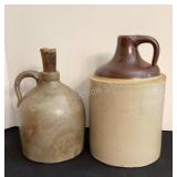 2 Primitive Stoneware Jugs