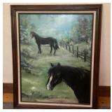 Signed Horse Painting on Canvas, 19 1/4x20 1/2"