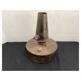 2 wick metal oil lamp, no name found