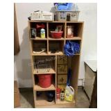 Garage storage cubby & contents