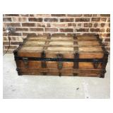 Flat top wood trunk, 40.5"w x 22.5"d x 14"t